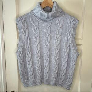 House of Harlow 1960 Gray Cable Knit Turtleneck Sweater Vest - Size Medium